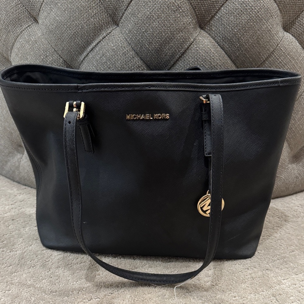Michael Kors Black Tote with Gold Accents